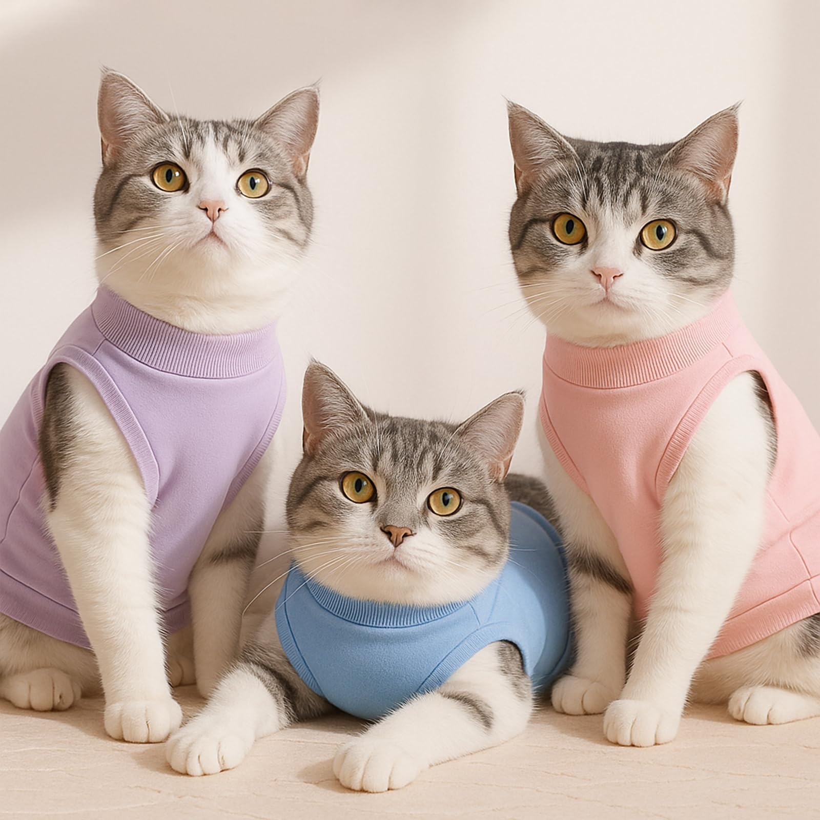 KAIYAYA 2-4kg Gilet de RéCupéRation de Chat, Body Chat Post Operatoire Femelle, Cat Professionnel Restauration Convient Body pour Abdominaux Collerette des Plaies ou Maladies (Bleu)