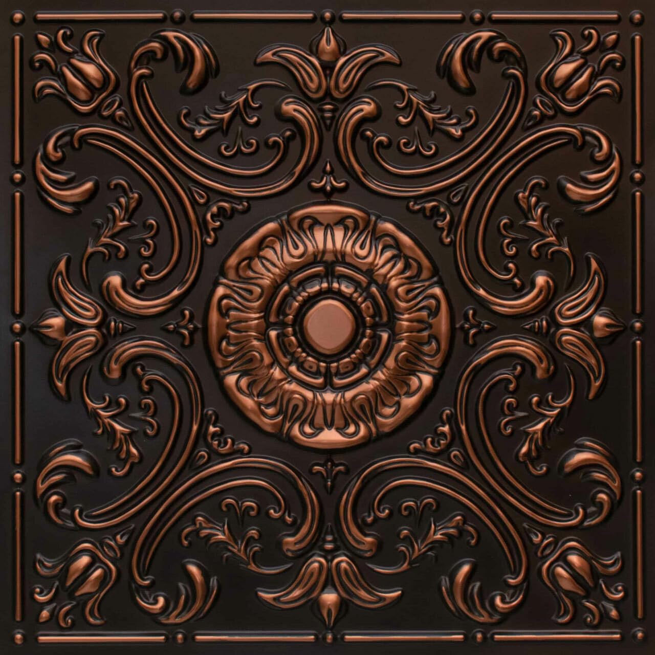 From Plain To Beautiful In Hours 511 Venice PVC 2' x 2' Lay-in or Glue-up Ceiling Tile (Covers / 300 sq.ft), Antique Copper, 75 Piece