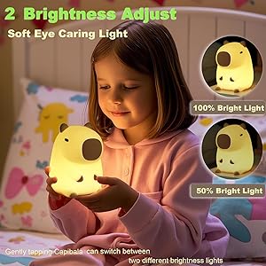 DREAMING MY DREAM Cute Capybara lamp,Squishy Capybara Night Light LED Rechargeable Novelty Animal Night Lamp,2 Levels Dimmable Nursery Nightlight for Kids,Touch Lamp for Bedroom