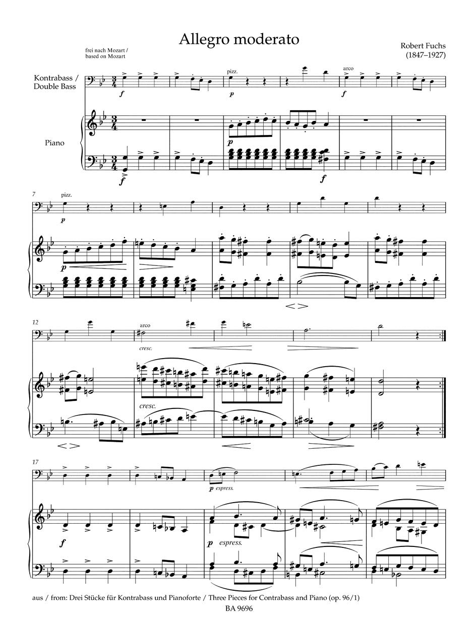 Konzertstücke für Kontrabass und Klavier. Partitur mit eingelegter Stimme