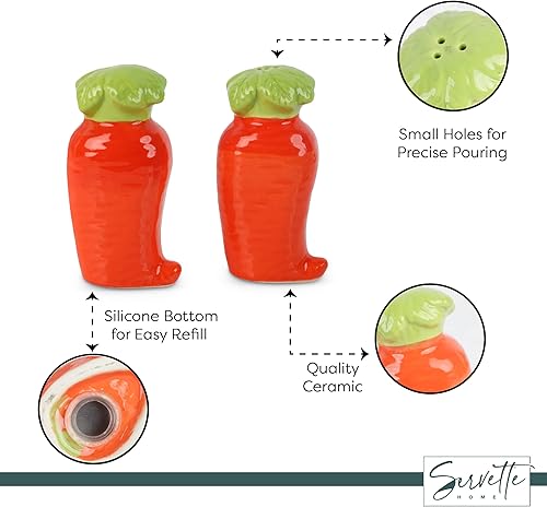 Miniatura 5 de Novedoso juego de salero y pimentero de cerámica para verduras - Zanahoria