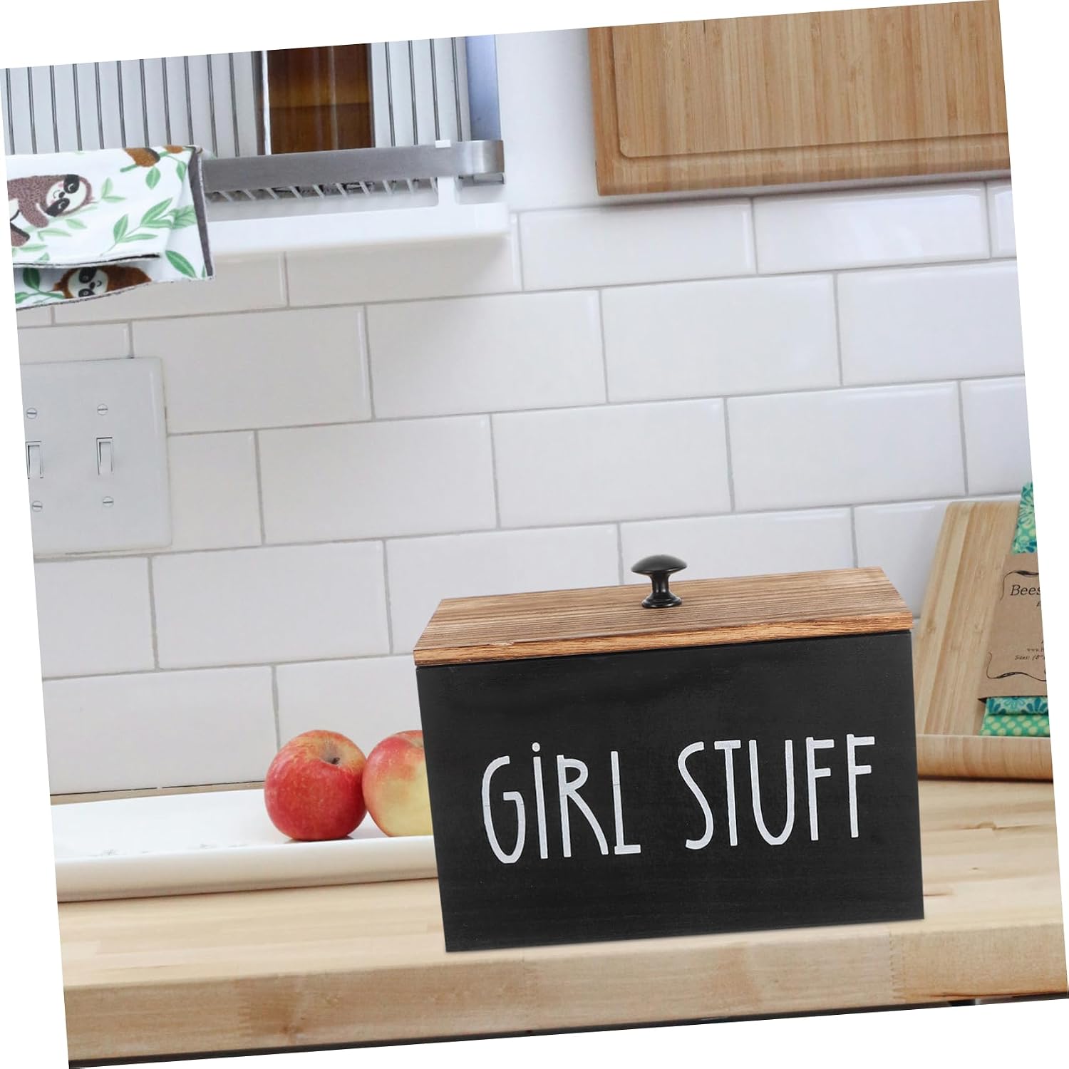 Garlic Keeper Box Lid Rustic Garlic Storage Container for Kitchen Countertop Organization and Snack Box