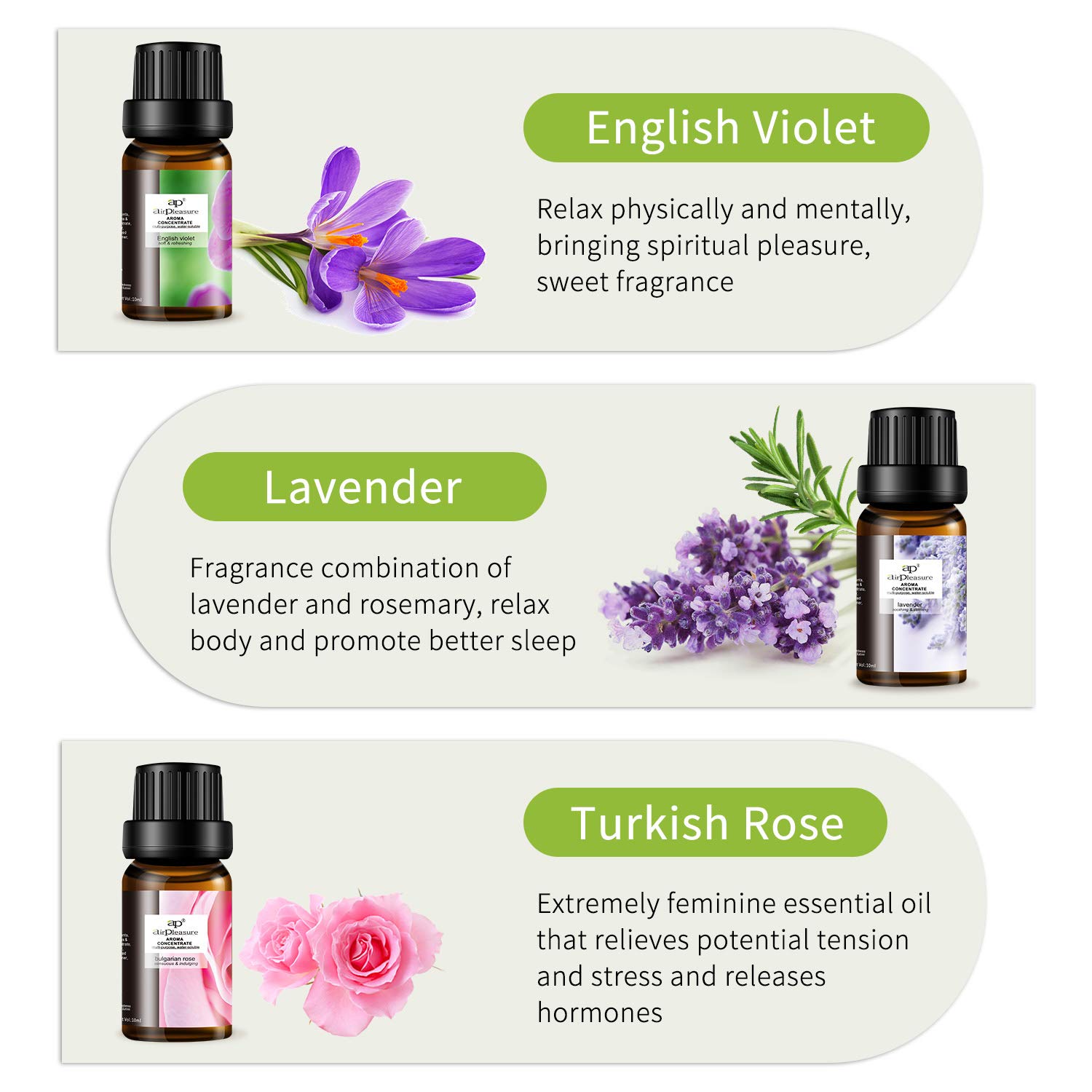 Water-Based Purifier Air Washer, Revitalizer with 6 Colorful lights- Plus Lavender, Aqua Lily, Bulgarian Rose, Relaxing, Sleep Well, English Violet, 10ml Each