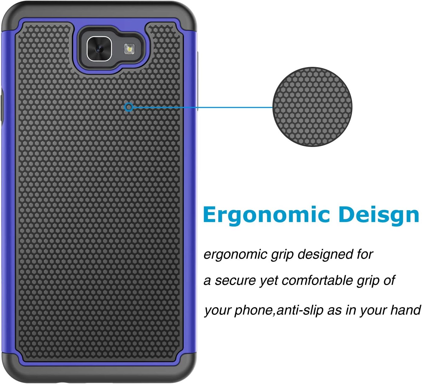 Takfox Galaxy J7 2017 Case, J7 Prime Case, J7 Sky Pro Case Protective Heavy Duty Shockproof Hard PC Back & Soft Silicone Dual Layer Armor Cover for Samsung Galaxy J7 2017/J7 Perx/J7V-Blue