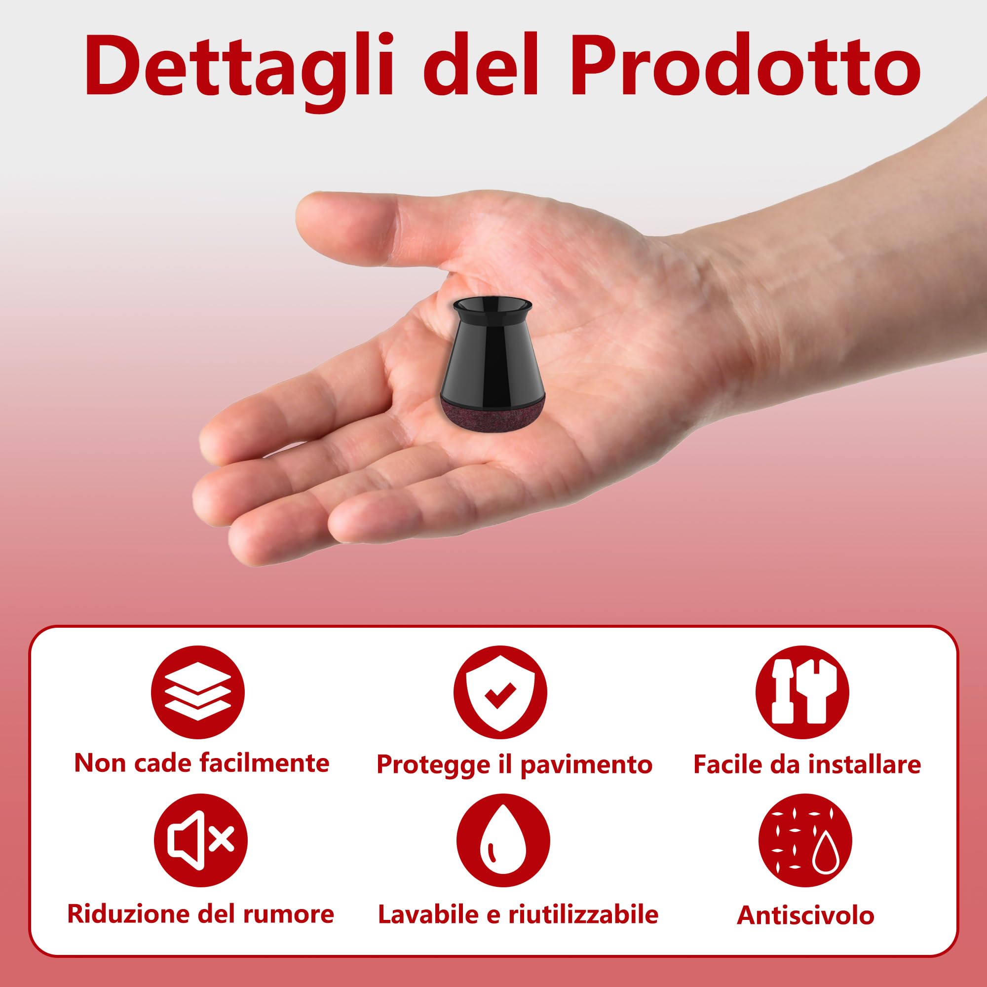 Xahpower 24 Pezzi Gommini per Sedie Rotondi, Copri Piedini Sedie in Silicone, Protezioni per Gambe di Sedie in Nero, Proteggi il Pavimento e Riduci il Rumore (Adatto per: 14-20mm)
