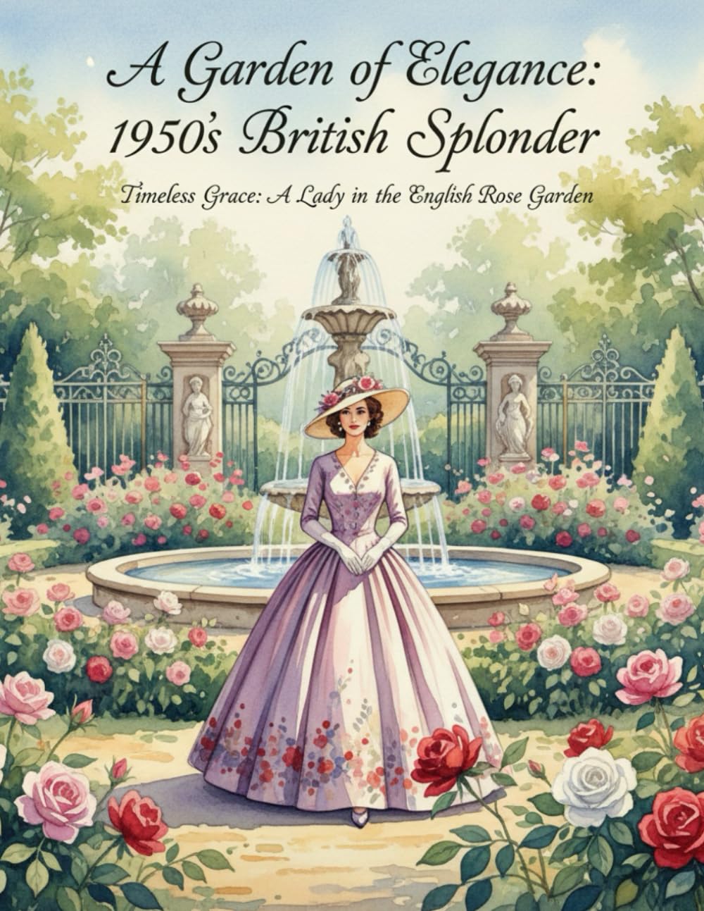 A Garden of Elegance: 1950's British Splendor: Timeless Grace: A Lady in the English Rose Garden