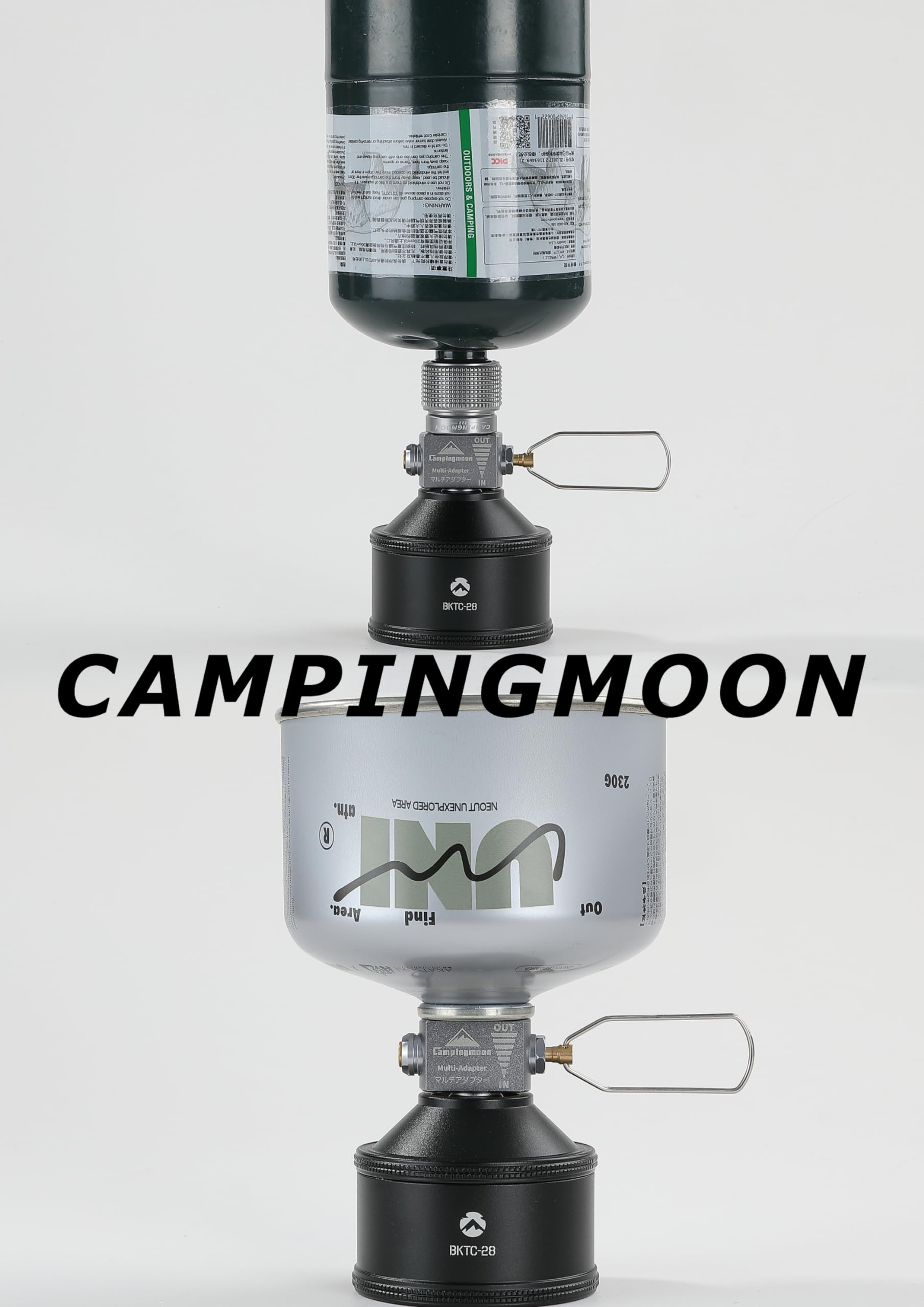 CAMPINGMOON Pusty wielokrotnego użytku kanister gazowy do plecakowych kuchenek kempingowych Paliwo EN417 Zawór Lindal 35g z adapterem do napełniania i adapterem propanu BKTC-28/Z15/Z22..