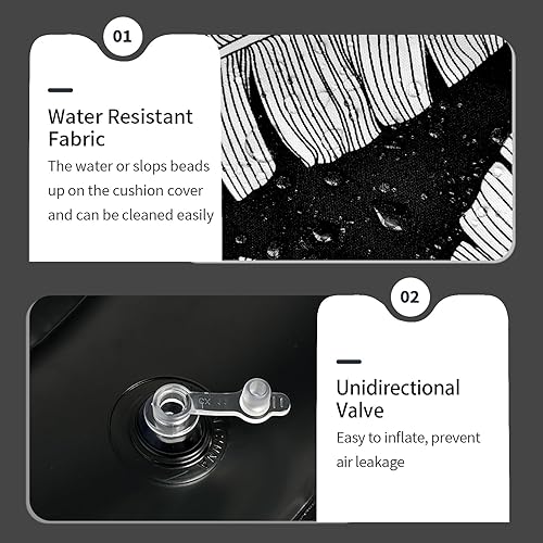 Miniatura 4 de Taburete otomano inflable de 21 pulgadas de diámetro x 9 pulgadas de alto para uso en exteriores e interiores, taburete repelente al agua con mango