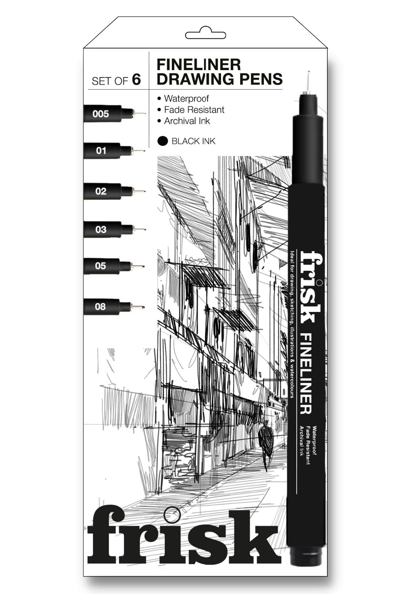 Frisk Fineliners Black Set of 6