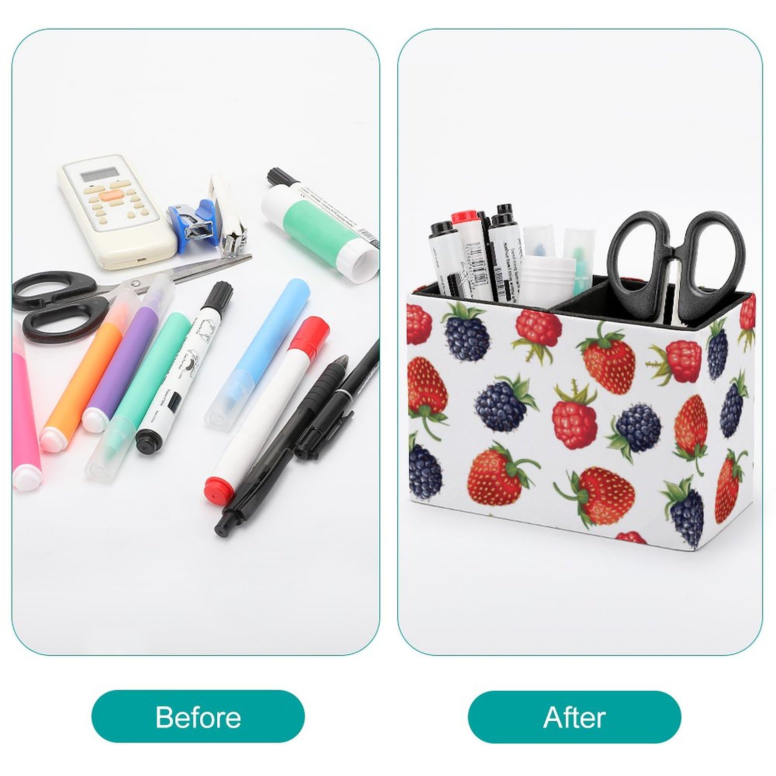 Amazon.co.jp: ペンスタンド ペン立て いちご 苺 柄 筆立て