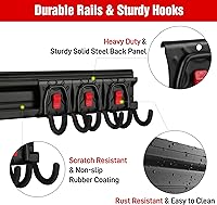 Vista 2 de WORKPRO Garage Tool Organizer Wall Mount, Garage Organization Garden Tool Rack Holder System, 64-Inch 4 Rails with 8 Heavy Duty Adjustable Hooks for