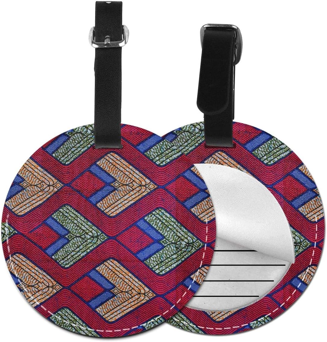 Amazon.com: African Motifs Geometric Pattern Round Leather Luggage Tags ...