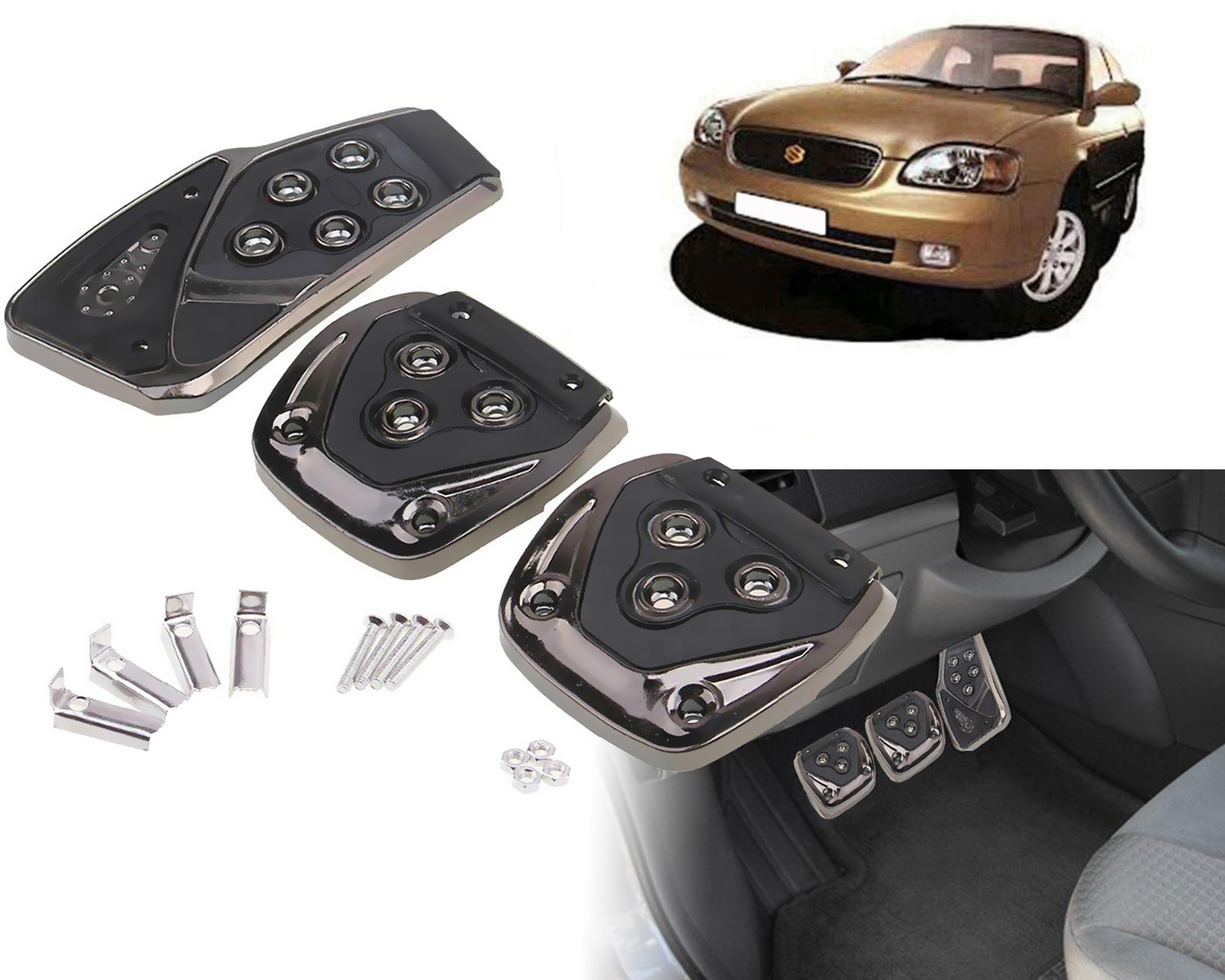 3 Pcs Black Non-Slip Manual Car Pedals kit Pad Covers Set for Maruti Suzuki Baleno-image-11