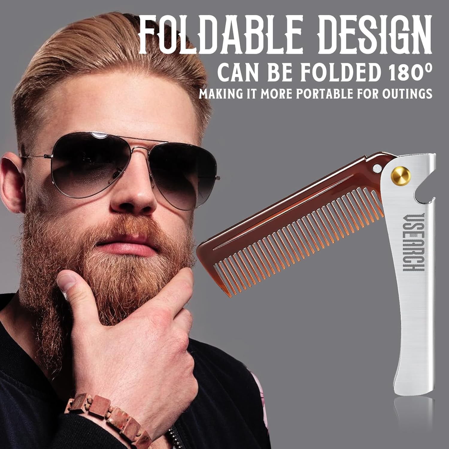 Heated Beard Straightener Brush for Men, 5 Temp Settings, Anti-Scald Safety, Grooming Kit with Comb, Beard Balm & Oil, for Coarse Thick Curly Beards, Gifts for Father's Day Birthday
