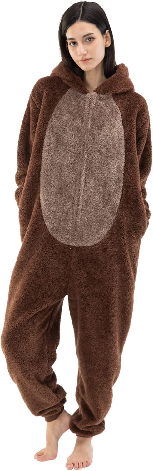 Snug Fit Unisex Adult Onesie Pajamas, Flannel Cosplay Animal One Piece Halloween Costume Sleepwear Homewear - Image 6