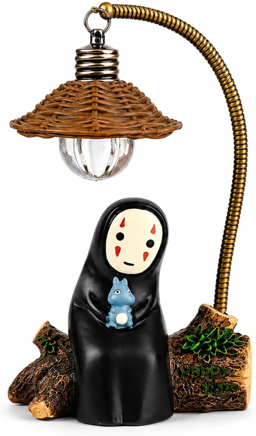 OVANUS No Face Lamp, No Face Night Light, Mini Resin Anime Desk Lamp, Battery Operated Cute Room Decor Gift for Bedroom Shelf Office