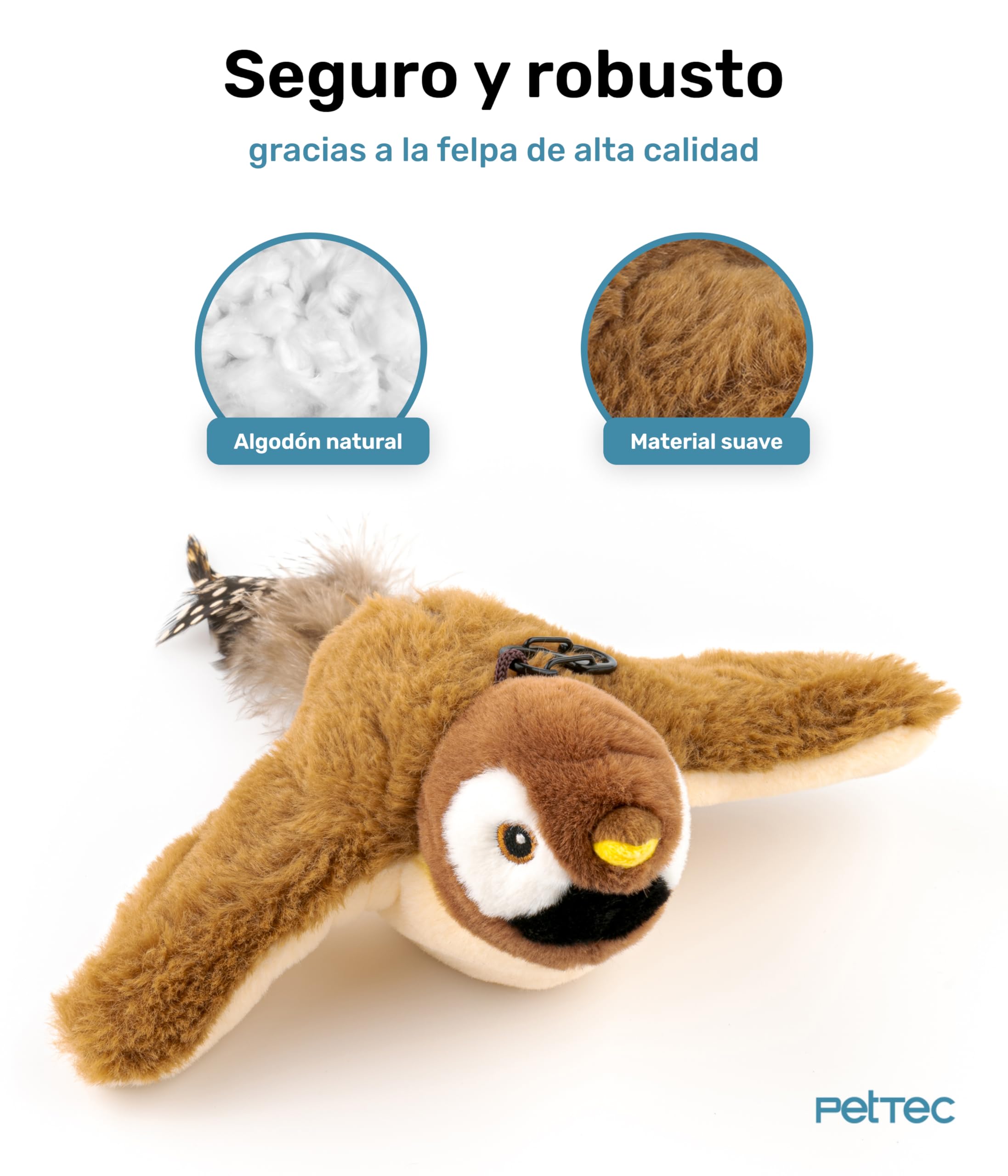 PetTec® Juguete Interactivo Eléctrico para Gatos - Pájaro Móvil con Hierba Gatera - Autoentretenimiento Automático