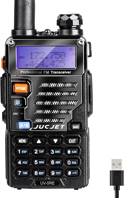 UV-5R E Walkie Talkie VHF/UHF Long Range Dual Band Ham Amateur Two Way Radio, Reliable amateur radio, with USB Charger and Original Earpiece