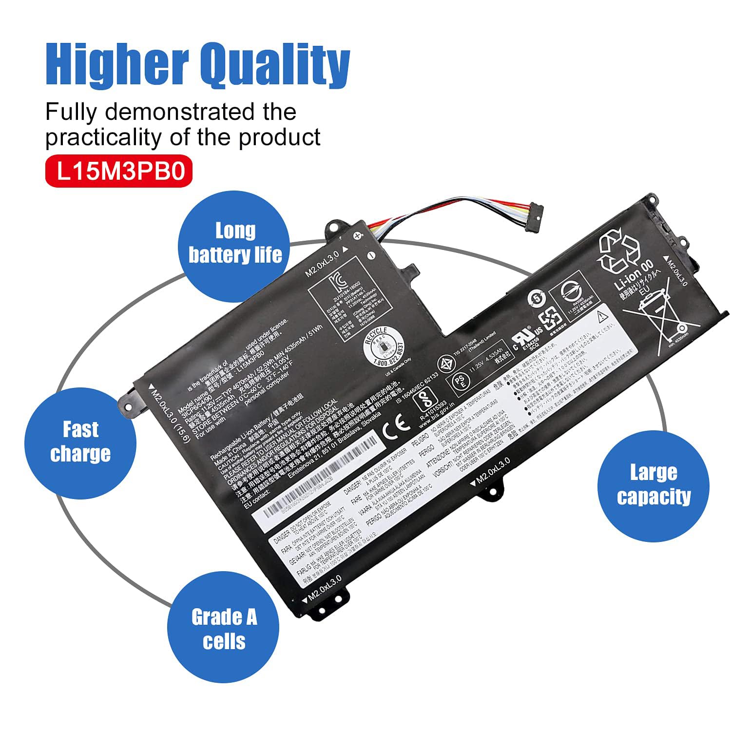 Amazon.com: Dentsing L15M3PB0 11.25V 52.5Wh/4670mAh 3-Cell Laptop
