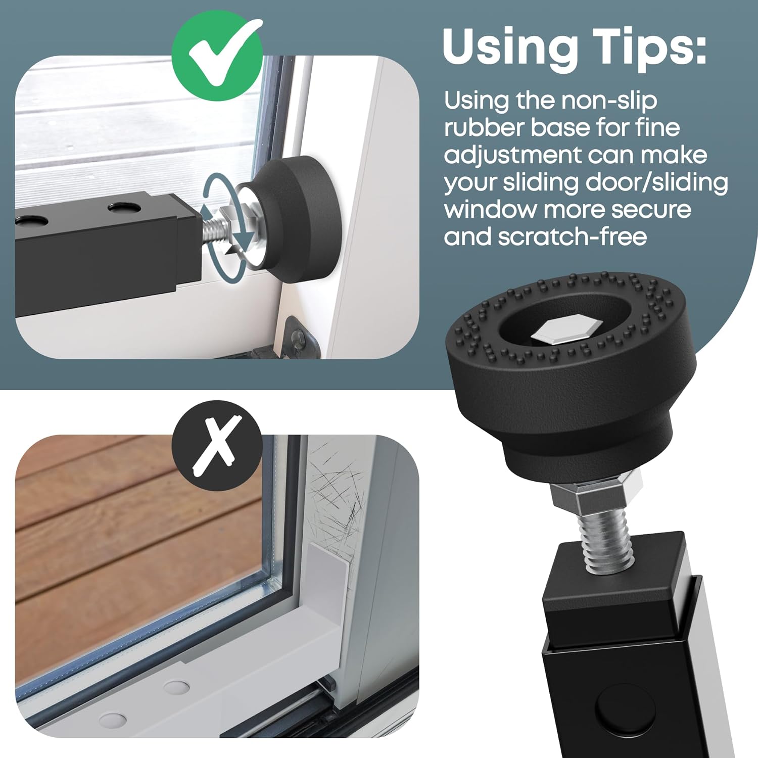 Adjustable Window Security Bar,17-33 Inch Sliding Door Security Bar Lock with Rubber Base,Window Stopper for Patio Sliding Glass Door/Sliding Window/Anti-Theft/Child Safety (Black - 4 Pack)