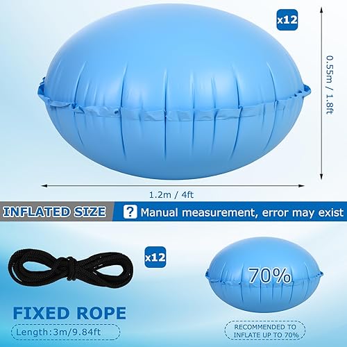 Miniatura 2 de Almohadas de piscina para piscinas sobre el suelo, almohada de aire de piscina de 4 x 4 pies, con cuerdas, de PVC, ecualizador de hielo, almohada