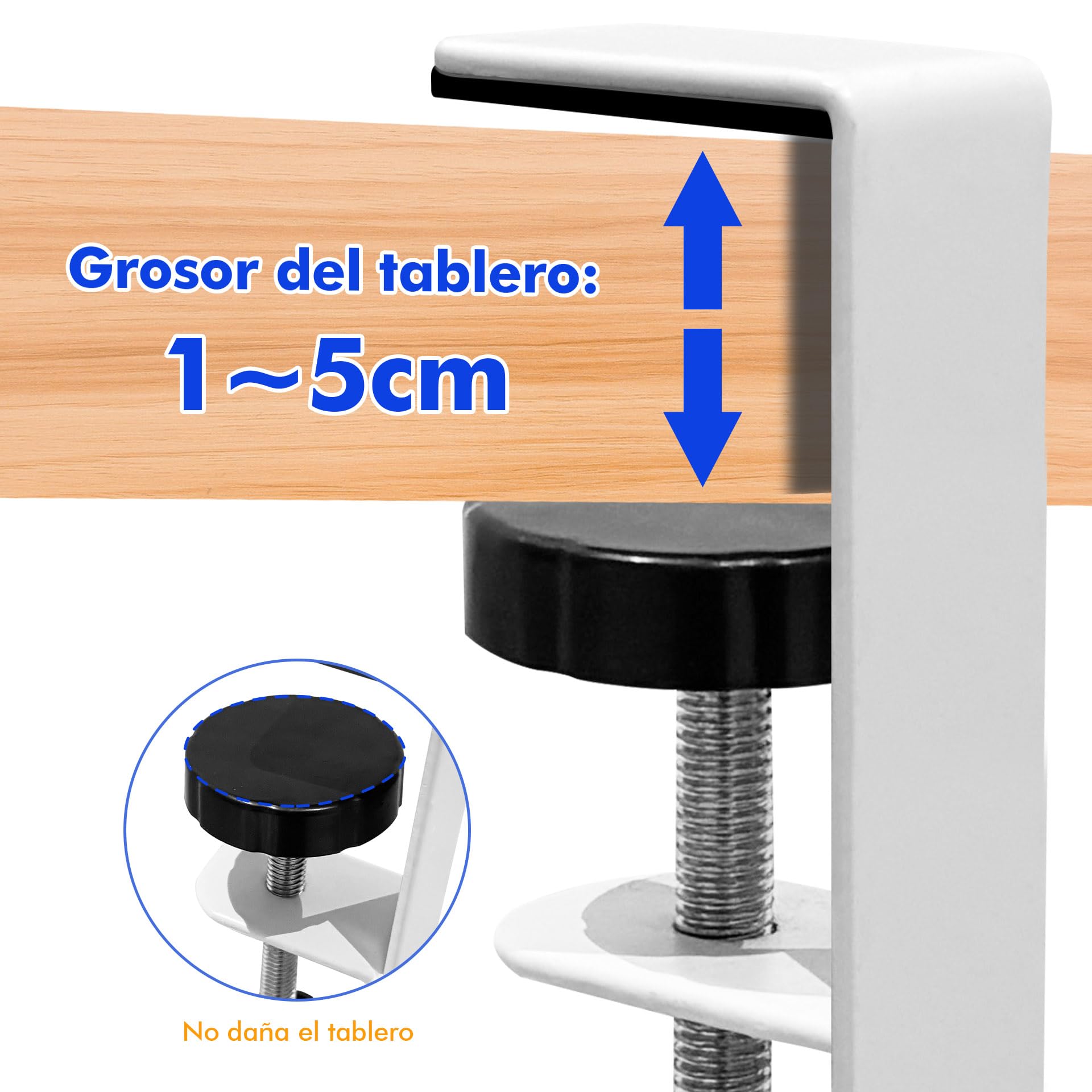 Mimoke Cesta de gestión de Cables Ajustable, sin perforación, Almacenamiento Pesado, Extensible de 40 a 74 cm, Capacidad hasta 15 kg, diseño ventilado, Adecuado para Oficina, Blanco
