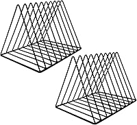 EASEPRES 9-Slot Triangle Magazine Rack Holder - Black Iron Desktop Organizer for Books Files Mail, Pack of 2 Home Office