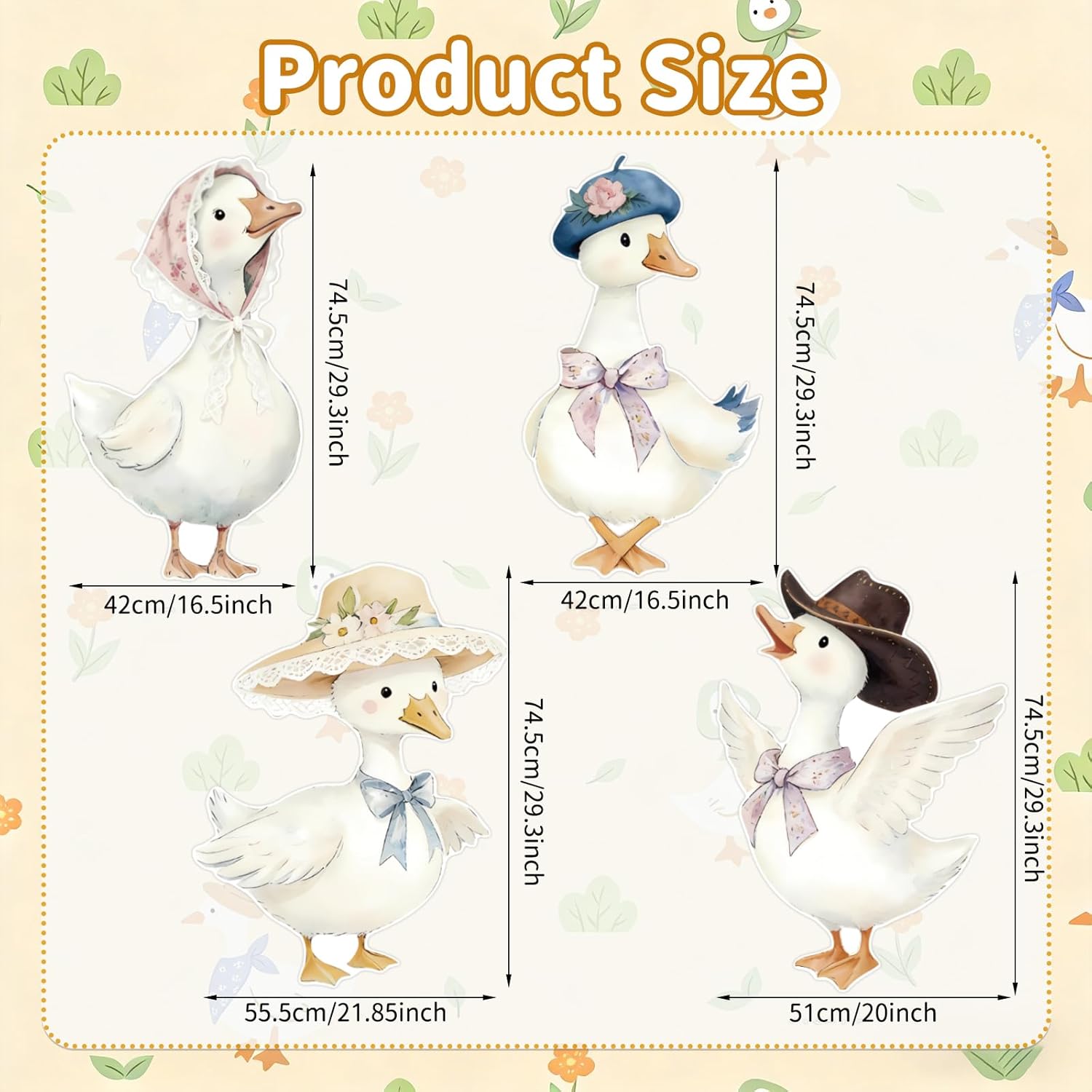 4 Pcs Large Silly Goose Cardboard Cutouts, 21 x 30 inch Funny Farm Silly Goose Party Decoration for Baby Shower Birthday Porch Lawn Signs Farm Animal Backdrop Photo Booth Props