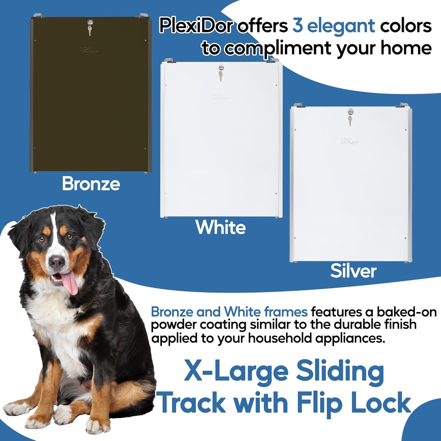 PlexiDor Performance Pet Door Sliding Track - Easy to Install Sliding Door Track with Flip Lock