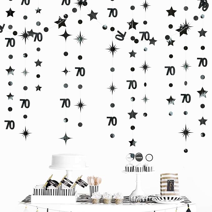 Gold 30th Birthday Decorations Number 30 Circle Dot Twinkle Star Garland | Ghirlande Metalliche Per Compleanno 30 Anni | Bunting Banner Per Festa Donna O Uomo - 5
