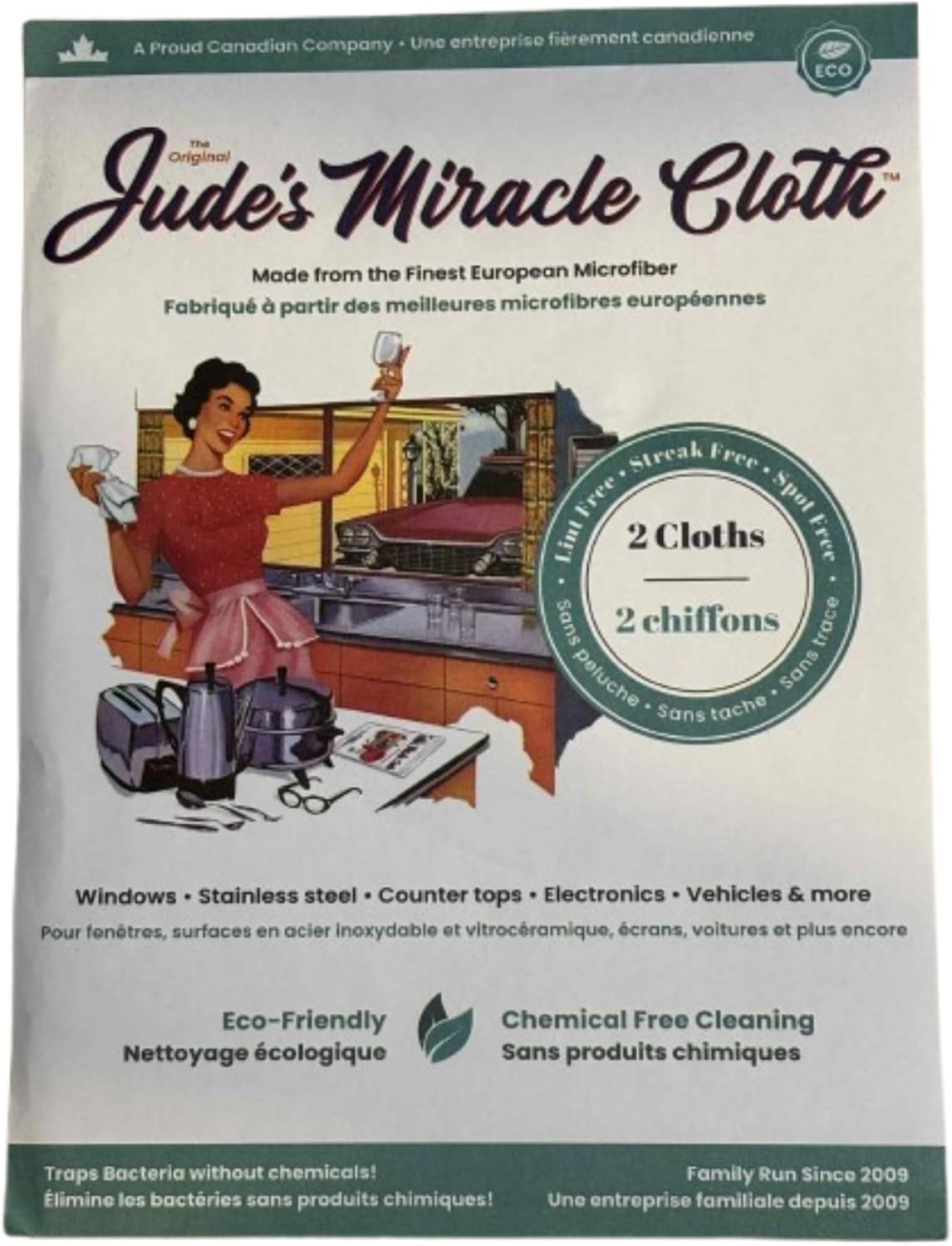 Jude's Miracle Cloth Microfiber Cleaning Cloth 4 Pack for Windows Mirrors Crystal Eye Glasses TV Computer Screen Countertops Cars & Boats Chemical Free (2 White 2 Blue)