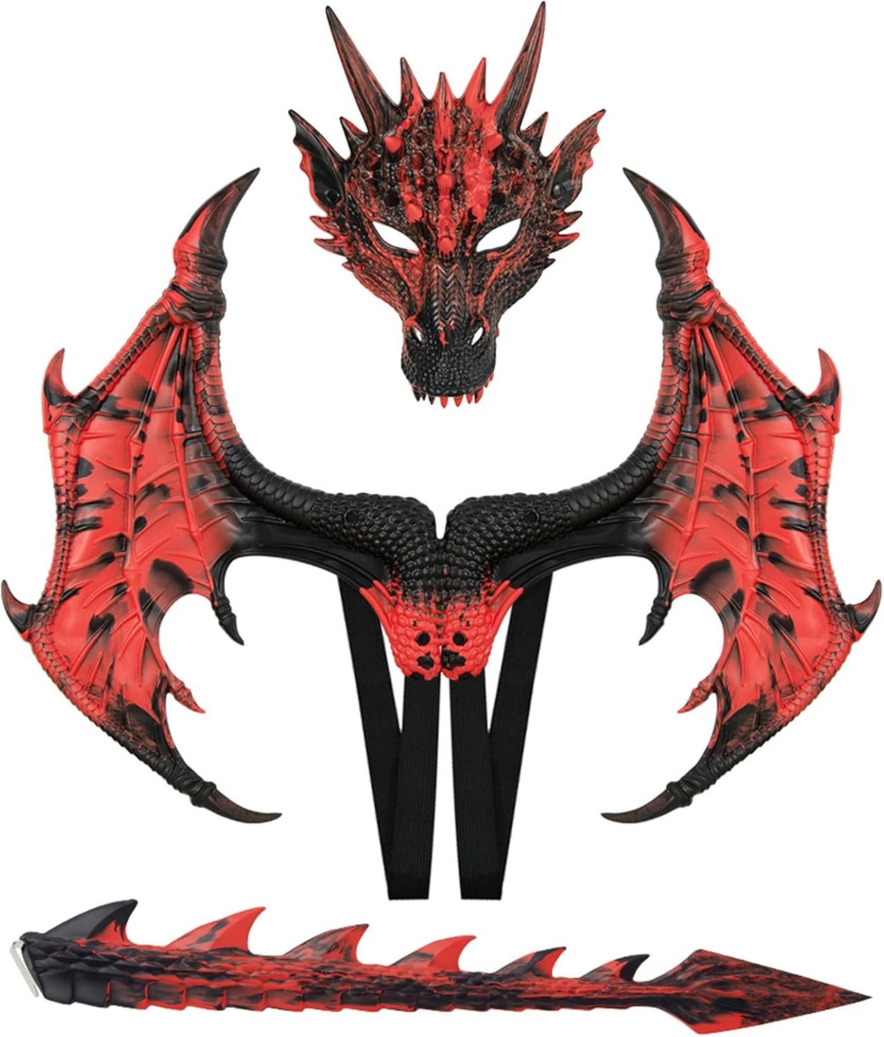3D Dragon Wings Mask Tail Set,Realistic Dragon Tail Mask Wings Costume for Halloween Carnival,Dragons Cosplay Props
