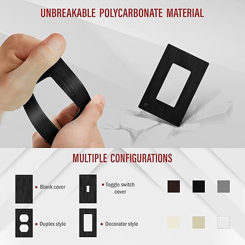 Miniatura 389 de ENERLITES SI8834-BK - Placa de pared decorativa sin tornillos, cubierta de enchufe segura, 4 entradas, 4.68 x 8.30 pulgadas (alto x largo), Negro