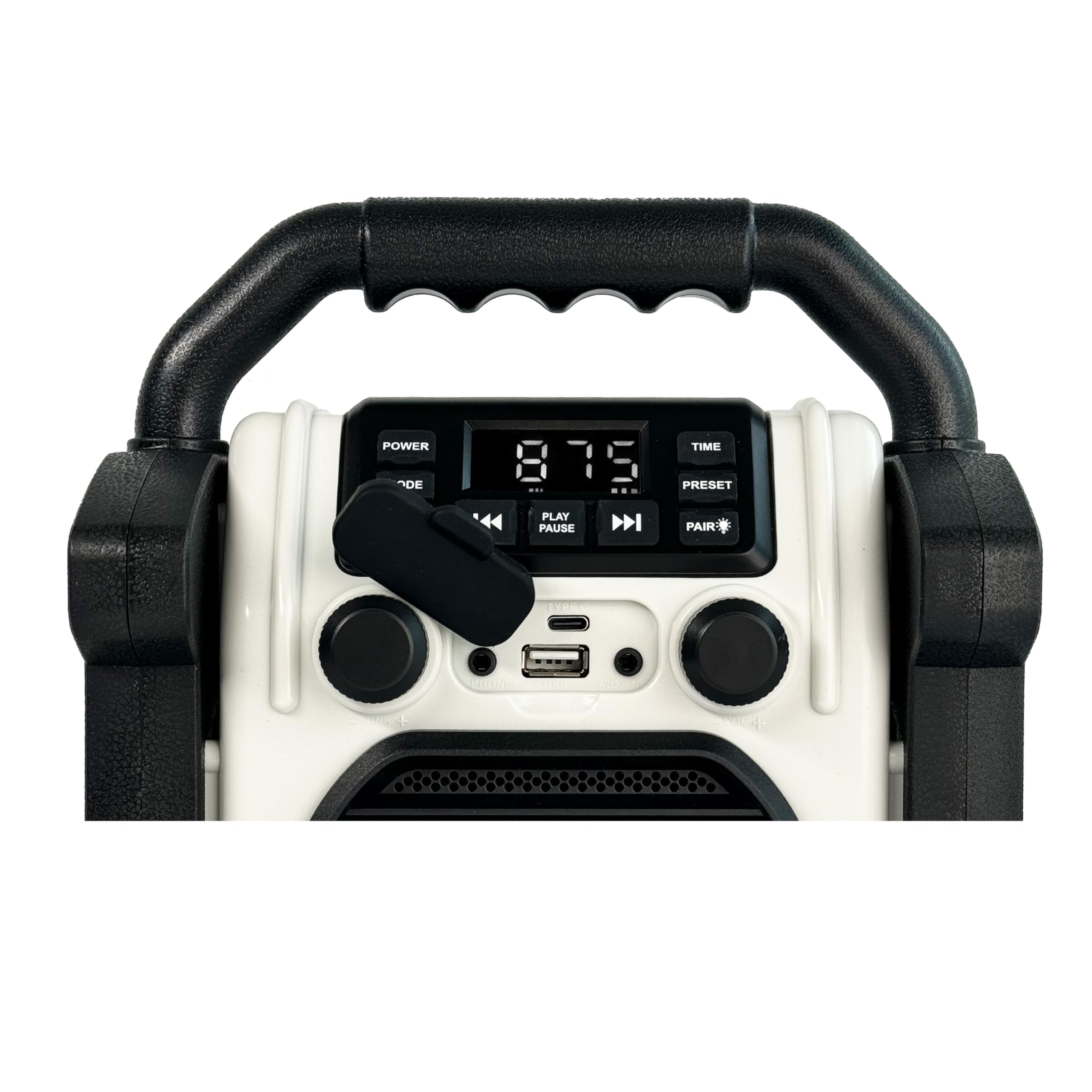 Silva Schneider BR 230 BT offwhite Radio de Chantier FM USB, Bluetooth Fonction réveil, Fonction de Charge de la Batter