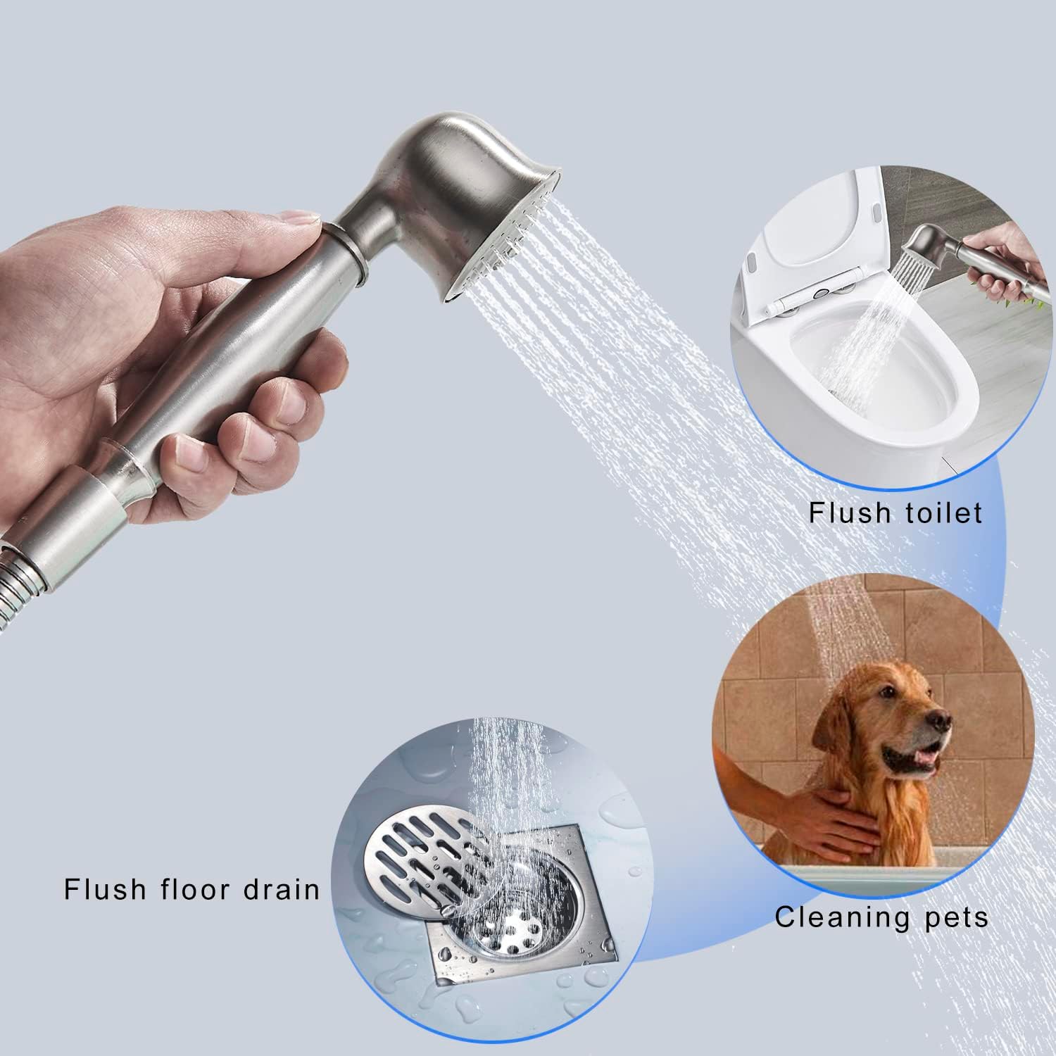 Senlesen Brushed Nickel Bathroom Single Handle Freestanding Bathtub Faucet Floor Mounted Waterfall Tub Filler with Hand Shower Set - Image 6