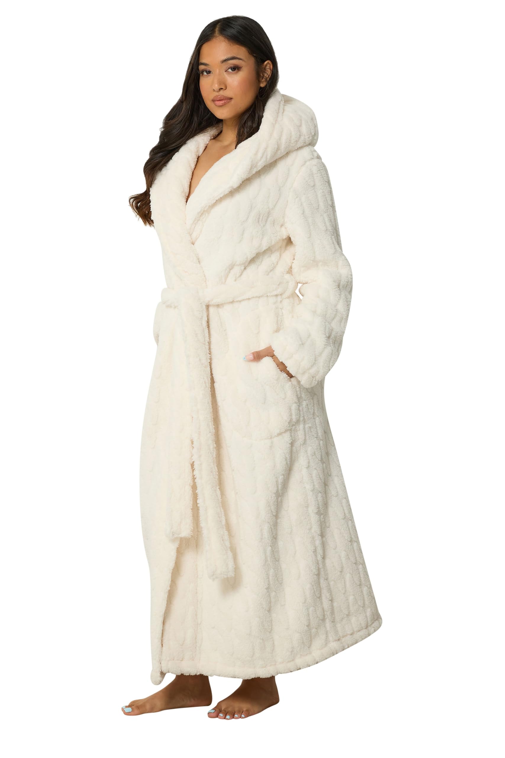 PixieGirl Petite Ivory White Hooded Dressing Gown Petite