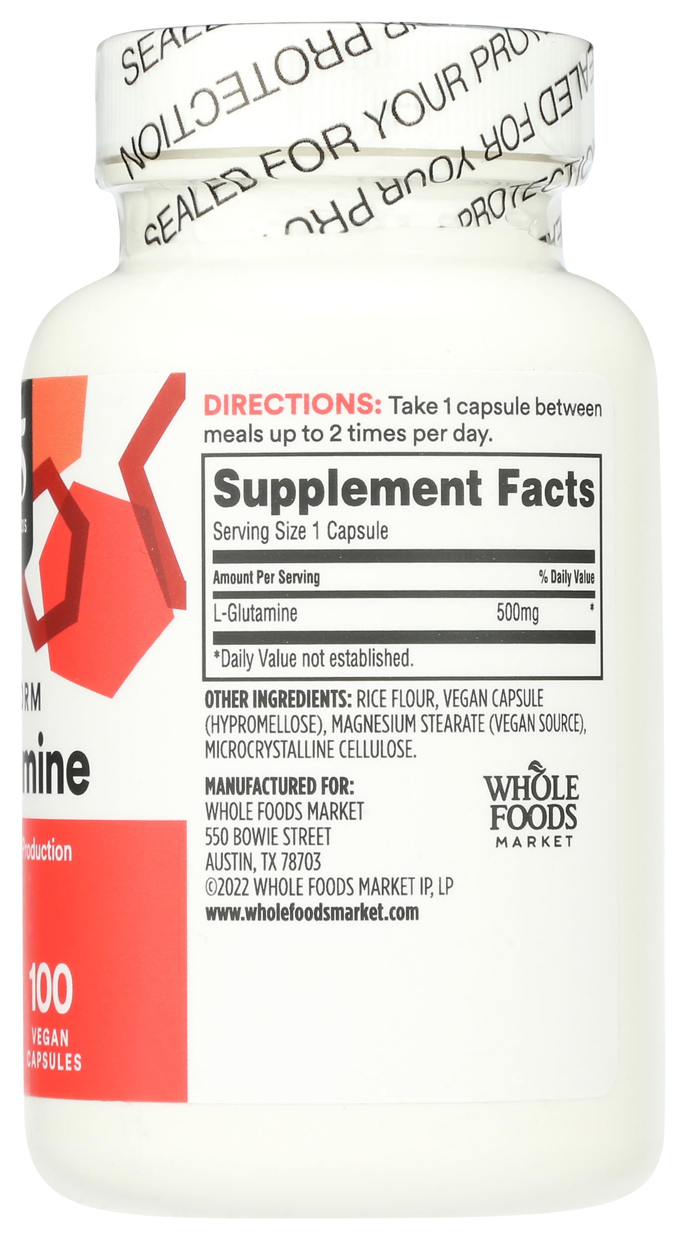 365 by Whole Foods Market, L-Glutamine 500mg, 100 ct — Amazon image 4