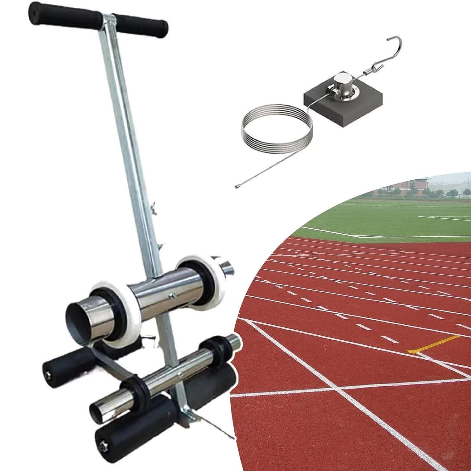 Aioneer Tape Marking Machine Hand-Push Tape Sticking Machine, Hand Push Floor Marking Tool With Drawing Circle Kit For Driveway, Asphalt Or Concrete