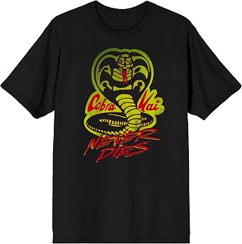 Cobra Kai Never Dies Adult Black Crew Neck Short Sleeve T-Shirt