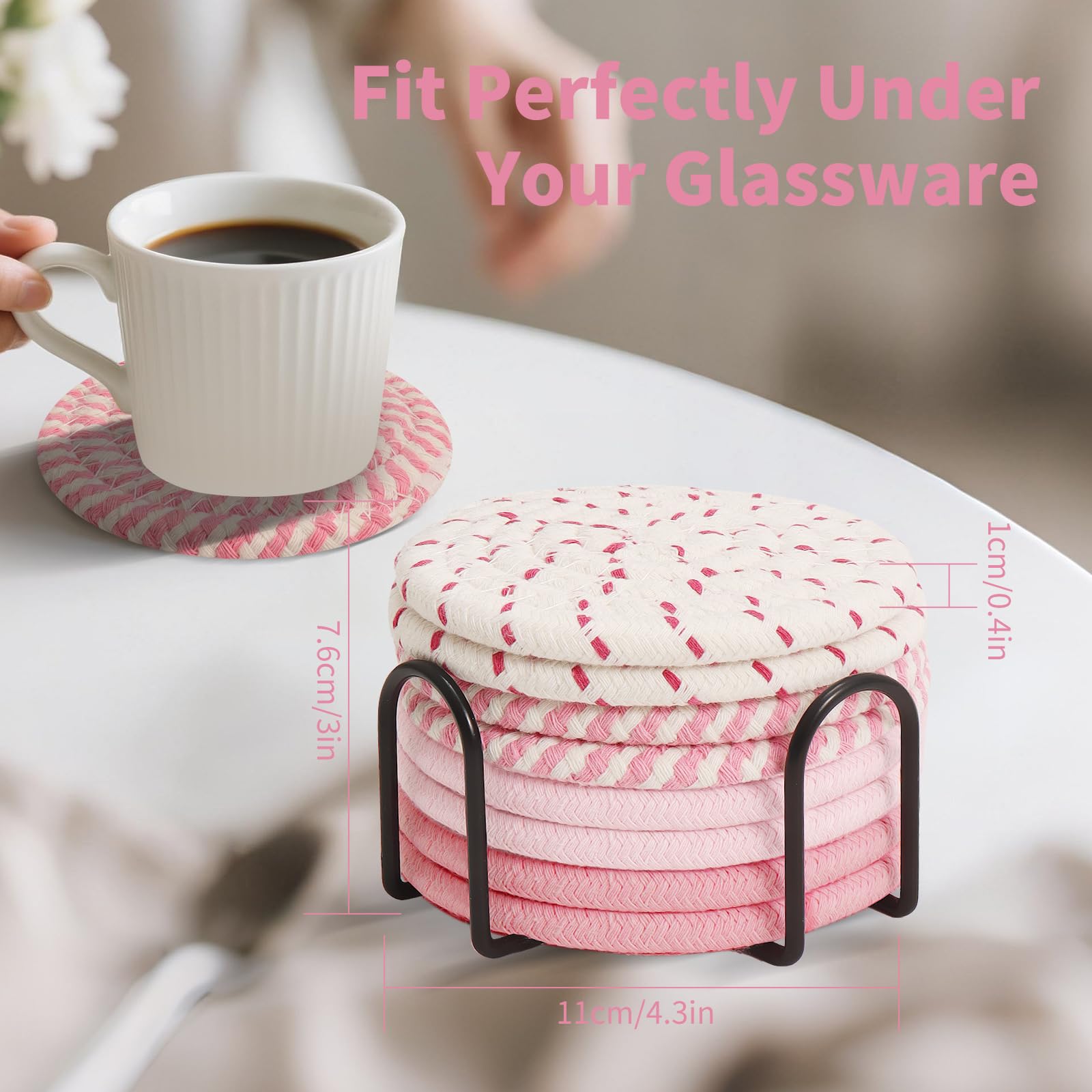 4 Pcs Boho Coasters Set - Absorbent Woven Drink Coasters For Desk & Home Decor