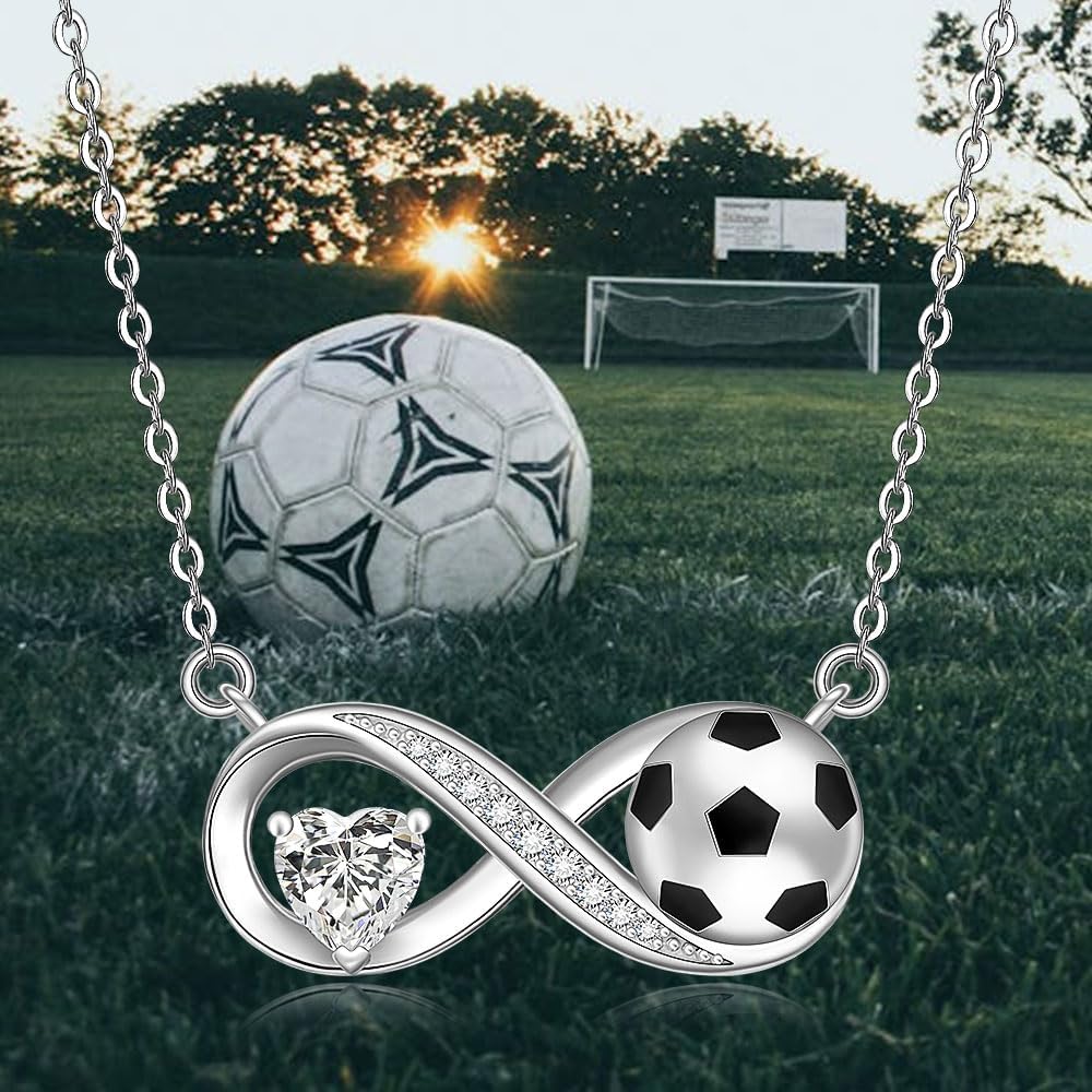 Fenthring Football Necklace for Women 925 Sterling Silver Soccer Necklace Infinity Soccer Football Necklaces Womens Mothers Day Christmas Gifts Jewelry - Image 9