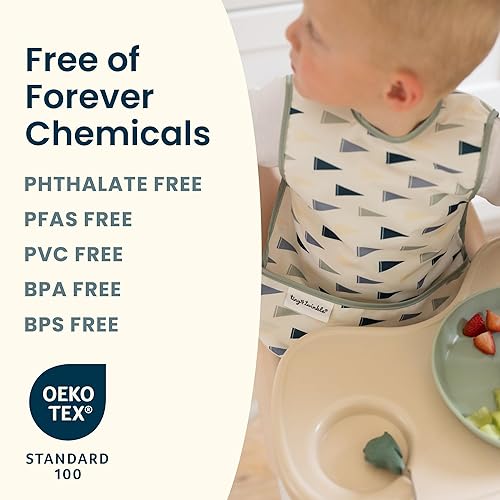Miniatura 6 de Tiny Twinkle Babero a prueba de desorden para niños | Babero impermeable para comer | Delantal de bebé para alimentar, lavable a máquina, regalo