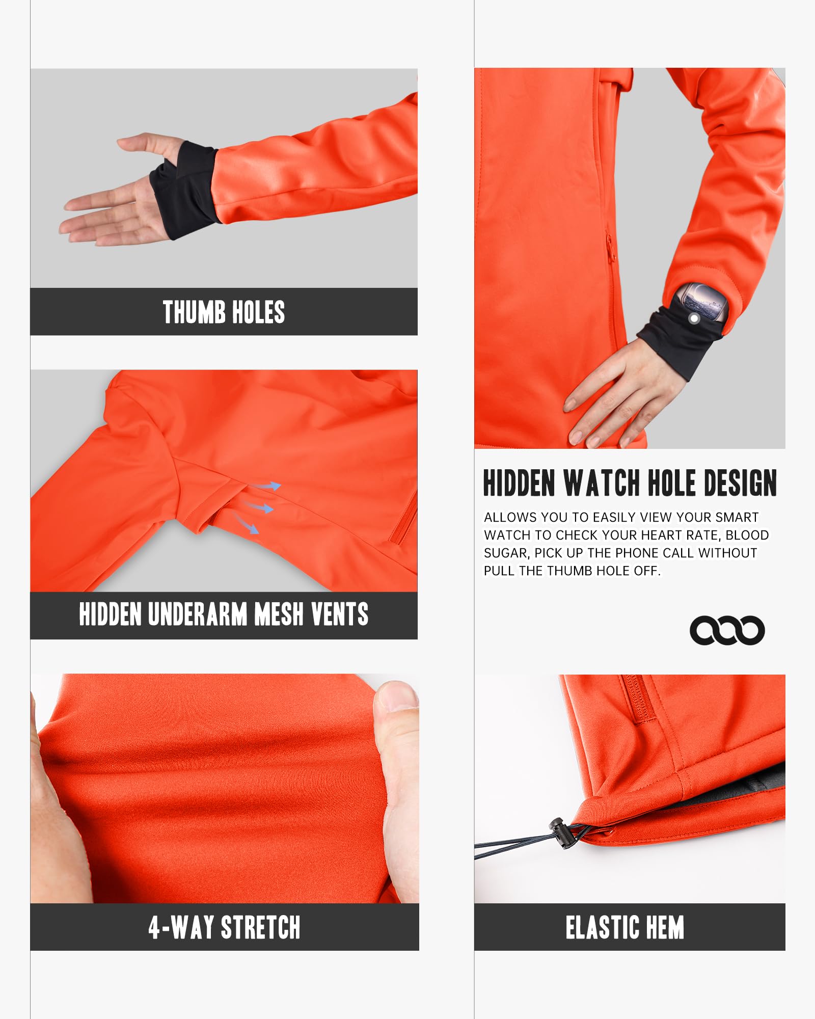 33,000ft Damen Fahhradjacke Wasserdichte Softshelljacke Winddichte Laufjacke Funktionsjacke Fleece Gefütterte Übergangsjacke Reflektierend Winter zum Radfahren, Laufen