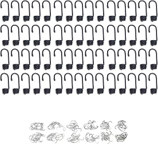 Hook & Cord - Metal Plastic-Coated Spring Hooks - Wire Bungee Cord Hooks - Strong Gauge with End Protective Cap - for Tarps, Covers, Sunshades (60, 1/2" MPC)