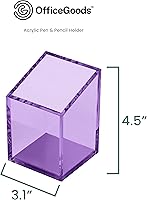 Vista 2 de OfficeGoods Portalápices y bolígrafo de acrílico, diseño moderno trapezoidal, hermoso organizador de escritorio para el hogar u oficina, base