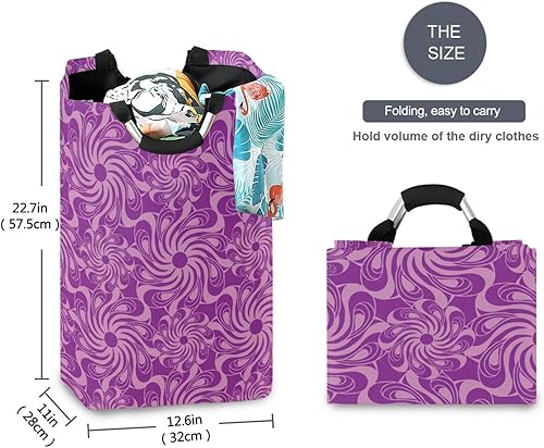 Vista 5 de Baby Clothes Baskets Laundry Valentine's Day Stylized Flowers Purple Collapsable Art Organizing For Garage Blanket cesto para ropa sucia