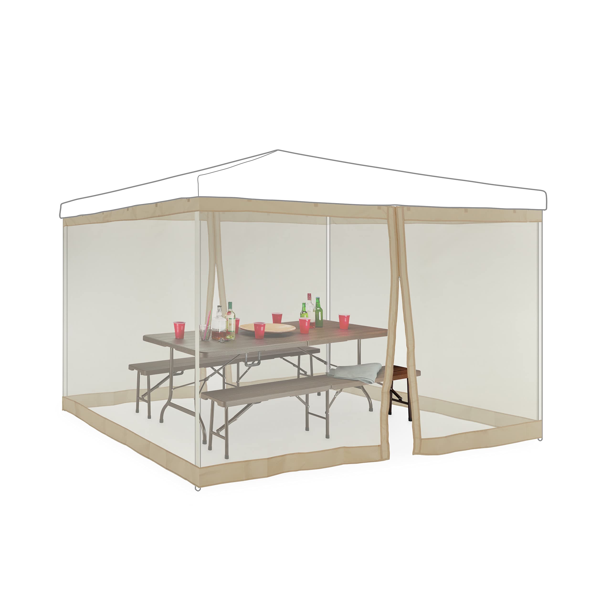 Relaxdays, Mosquito Net Pavilion, Against Insects, Bugs, for Outdoors, Party Tent, Gazebo, 3x3m, Fastener, Beige