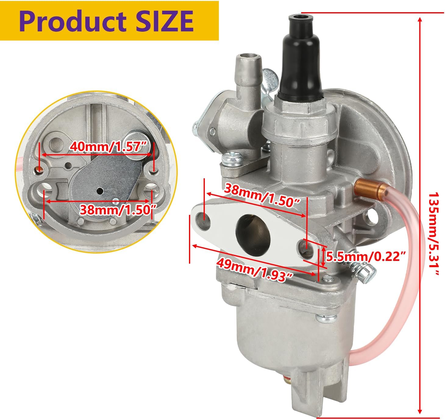 HIAORS 43cc 47cc 49cc 2-Stroke Carburetor Ignition Coil Throttle Assembly Kit for SYX Moto 50cc Mini Dirt Bike ATV, PZ13 13mm Carb for Coolster QG-50 SSR Kids Pocket Bike Gas Scooter Chopper Parts