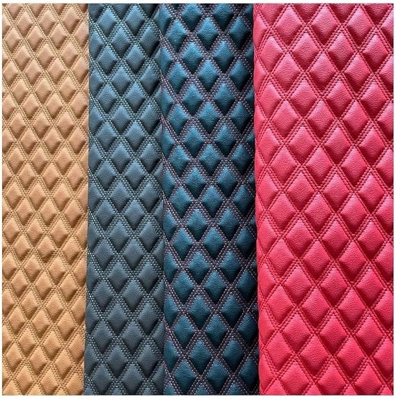 Faux Leather Vinyl Fabric Leather Diamond Stitch Padded Cushion Linen Wadding Faux Automotive, Headliner, Furniture Upholstery, DIY Projects, Headboards, Home Decor(Red,1.55X1m)