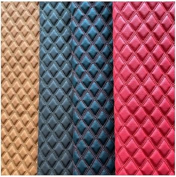 Faux Leather Vinyl Fabric Leather Diamond Stitch Padded Cushion Linen Wadding Faux Automotive, Headliner, Furniture Upholstery, DIY Projects, Headboards, Home Decor(Red,1.55X1m)